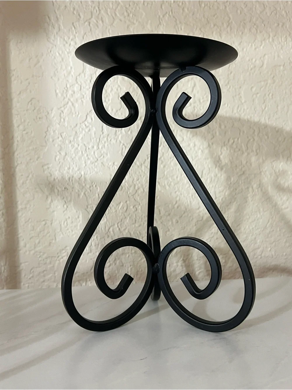 3 Black Decorative Scroll Wrought Iron Candle Stands